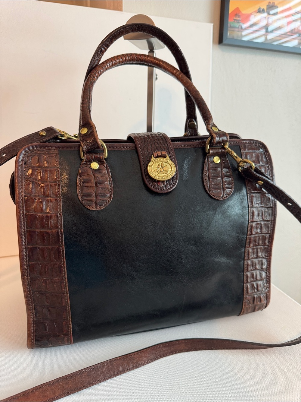 Vintage Brahmin Addison Croc Embossed Leather Satchel - Picture 6 of 15